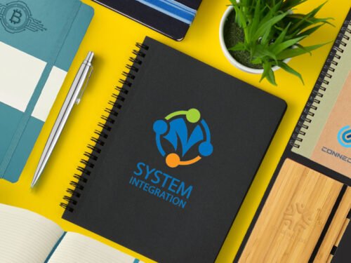 Images of various examples of a branded notebook from The Notebook Warehouse